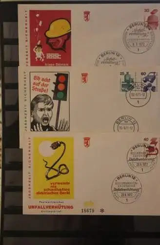 Berlin 1971-73; Berlin Unfallverhütung, Kompletter Satz; FDC; MiNr. 402-411, 453