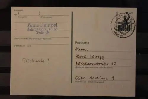 Berlin GS; P 135; Letzttag; 31.12.1991; 60 Pf. Nachträglich entwertet; Poststempel Rückseite, befördert, codiert