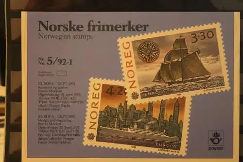 Norwegen EUROPA CEPT 1992, Präsentationspack, MiNr. 1096-97, MNH