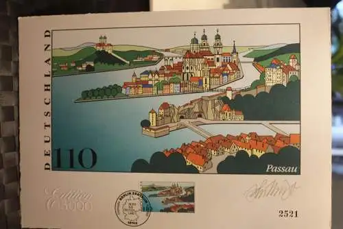 Deutschland 2000: Bilder aus Deutschland: Passau, Briefmarkengraphik; MiNr. 2103, limitiert, nummeriert