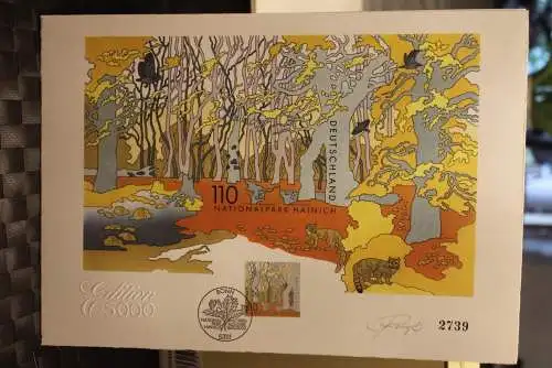 Deutschland 2000: Nationalpark Hainich, Briefmarkengraphik; MiNr. 2105, limitiert, nummeriert