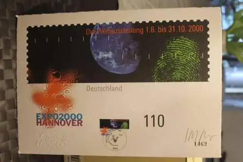 Deutschland 2000: Weltausstellung  EXPO 2000 Hannover , Briefmarkengraphik; MiNr. 2130, limitiert, nummeriert