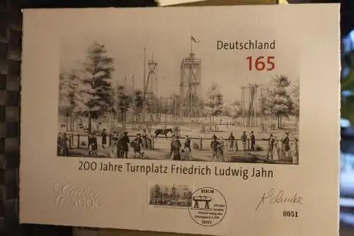 Deutschland 2011:200 Jahre Turnplatz Friedrich Ludwig Jahn, Briefmarkengraphik; MiNr. 2870, limitiert, nummeriert