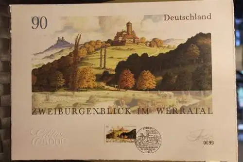 Deutschland 2011:Zweiburgenblick im Werratal, Briefmarkengraphik; MiNr. 2847, limitiert, nummeriert