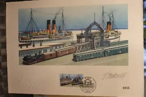 Deutschland 2009:100 Jahre Eisenbahn-Fährverkehr Sassnitz-Trelleb, Briefmarkengraphik; MiNr. 2746, limitiert, nummeriert