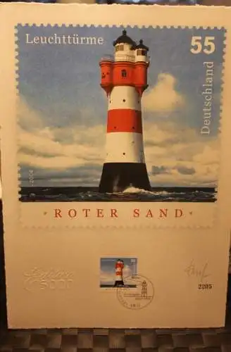 Deutschland 2004:Leuchtturm Roter Sand, Briefmarkengraphik; MiNr. 2413, limitiert, nummeriert