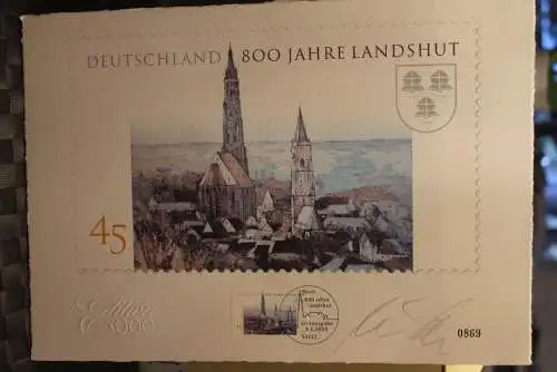 Deutschland 2004:800 Jahre Landshut, Briefmarkengraphik; MiNr. 2376, limitiert, nummeriert