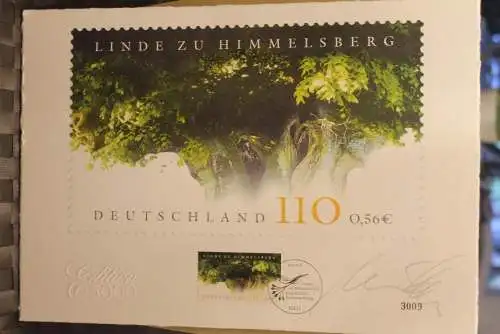 Deutschland 2001:Naturdenkmäler: Linde von Himmelsberg, Briefmarkengraphik; MiNr. 2217, limitiert, nummeriert