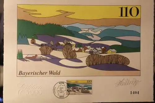 Deutschland 1997:Bilder aus Deutschland:Bayerischer Wald,Briefmarkengraphik;MiNr. 1943,limitiert,nummeriert