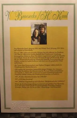 Deutschland 1997:UNESCO Welterbe Schlösser Augustusburg;Falkenlust,Briefmarkengraphik;MiNr. 1913,limitiert,nummeriert