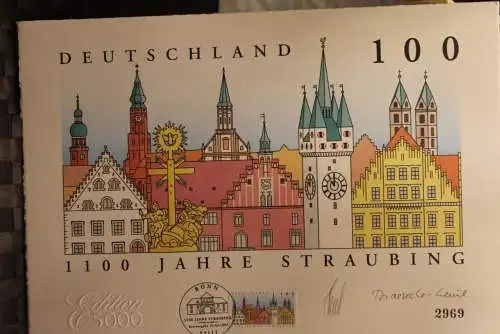 Deutschland 1997:1100 Jahre Straubing,Briefmarkengraphik;MiNr. 1910,limitiert,nummeriert