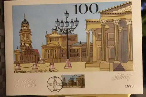 Deutschland 1996:Gendarmenmarkt Berlin, Briefmarkengraphik; MiNr. 1877, limitiert, nummeriert