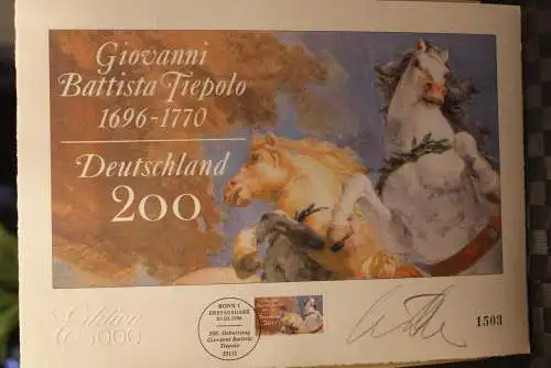 Deutschland 1996: 300.Geburtstag Giovanni B. Tiepolo, Briefmarkengraphik;MiNr. 1847,limitiert,nummeriert
