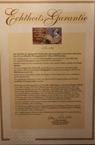 Deutschland 1996: 300.Geburtstag Giovanni B. Tiepolo, Briefmarkengraphik;MiNr. 1847,limitiert,nummeriert