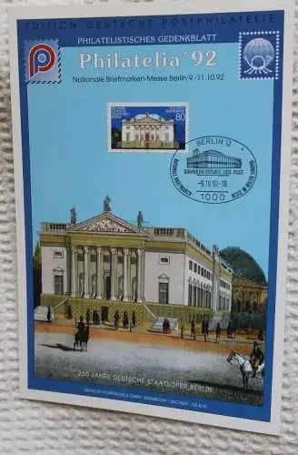 Deutschland 1992; Gedenkblatt: Philatelia '92 Berlin