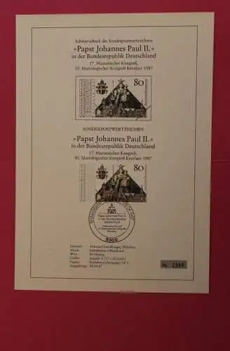 Papst Johannes Paul II.; Schwarzdruck; Johannes Paul II. in Deutschland 1987; MiNr 1320