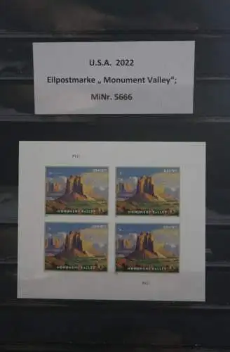 U.S.A. 2022; Kleinbogen Eilpostmarke "Monument Valley"; MiNr. 5666; 4 x $ 8,95, MNH