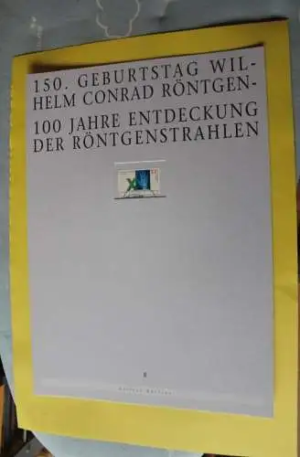 Deutschland Atelier Edition der POST 1995: Wilhelm Conrad Röntgen; MiNr. 1784