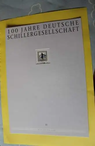 Deutschland Atelier Edition der POST 1995: Deutsche Schillergesellschaft; MiNr. 1792