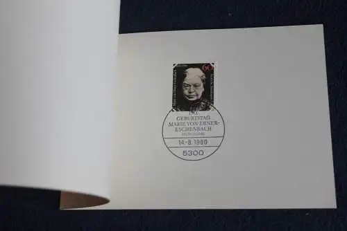 Ministerkarte zum Ausgabeanlaß: "Marie von Ebner-Eschenbach"; 14.8.1980; MiNr. 1057