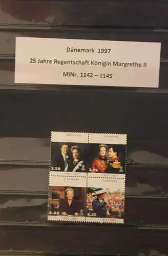 Dänemark 1997; ZD 25 Jahre Regentschaft Königin Margrethe II; MiNr. 1142-45;  MiNr. 1195-98; MNH