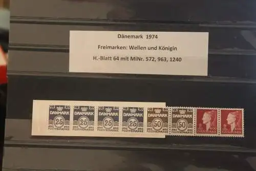 Dänemark 1974; MH Freimarken: Wellen und Königin; MNH