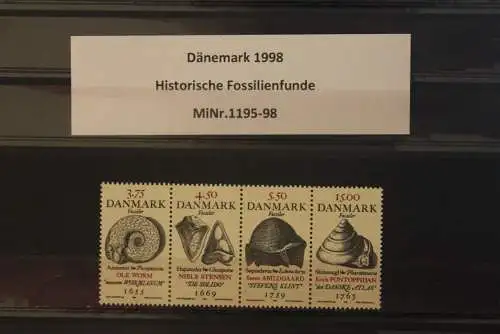 Dänemark 1998; ZD Historische Fossilienfunde;  MiNr. 1195-98; MNH