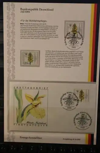 Deutschland  Ersttags-Sammelblatt 1984: Wohlfahrtspflege: Orchideen; MiNr. 1225-28