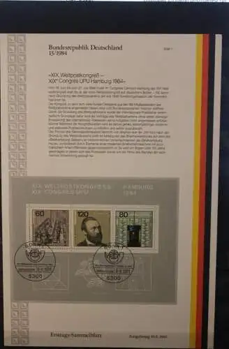 Deutschland  Ersttags-Sammelblatt 1984:Weltpostkongreß Hamburg 1983 - UPU; MiNr. Block 19