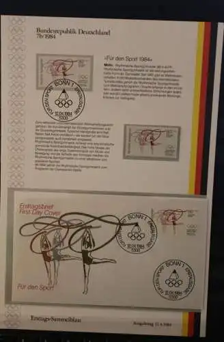 Deutschland  Ersttags-Sammelblatt 1984: Für den Sport: Olympische Sommerspiele 1984 Los Angeles; MiNr. 1206-08