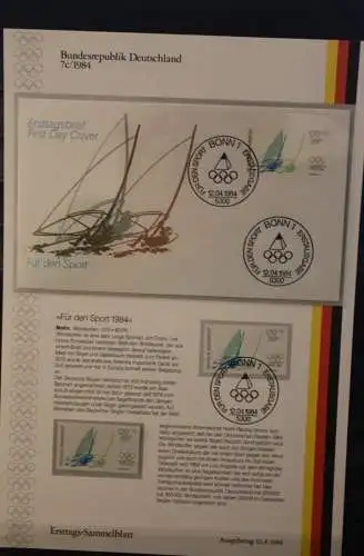 Deutschland  Ersttags-Sammelblatt 1984: Für den Sport: Olympische Sommerspiele 1984 Los Angeles; MiNr. 1206-08