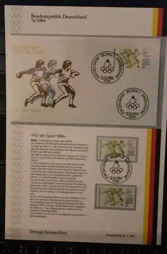 Deutschland  Ersttags-Sammelblatt 1984: Für den Sport: Olympische Sommerspiele 1984 Los Angeles; MiNr. 1206-08