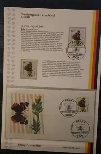 Deutschland  Ersttags-Sammelblatt 1984: Für die Jugend: Insekten;  MiNr. 1202-05