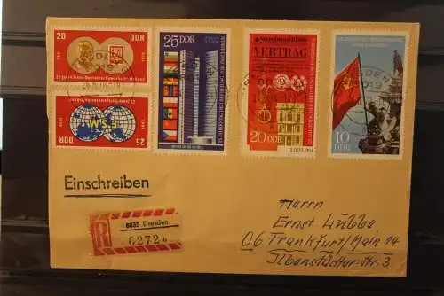 DDR 1970, R-Brief; MiNr. 1569-71 und 1577-78, kpl. Satz