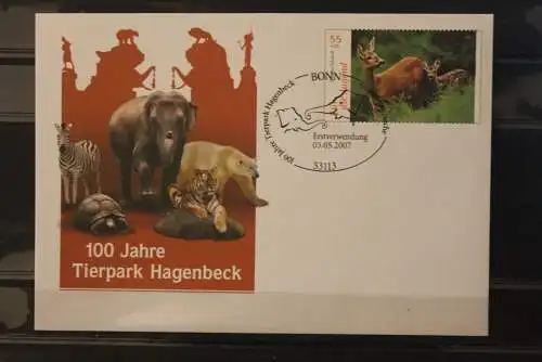 Deutschland 2007,Sonderumschlag USo 133;100 Jahre Tierpark Hagenbeck, ESST