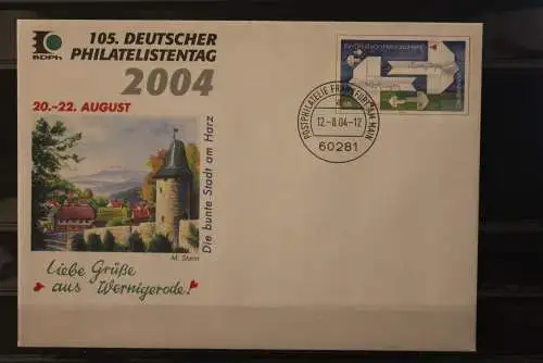 Deutschland 2004,Sonderumschlag USo 77; 105. Deutscher Philatelistentag Wernigerode, EST