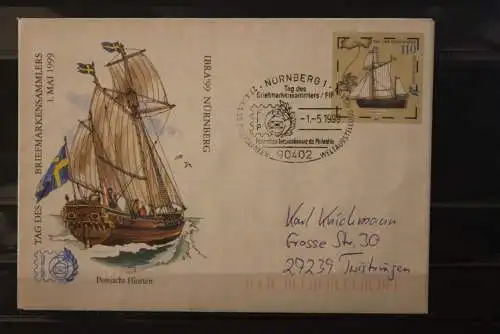 Deutschland 1999,Sonderumschlag USo 8;IBRA '99 Nürnberg;Postschiff, Tag der Briefmarke, SST