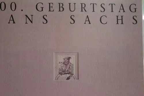 Deutschland Atelier Edition der POST 1994: 500. Geburtstag von Hans Sachs;  MiNr. 1763