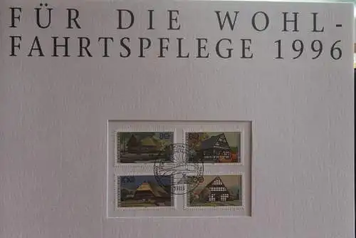 Deutschland Atelier Edition der POST 1996: Für die Wohlfahrtspflege: Bauernhäuser in Deutschland;  MiNr. 1883-87