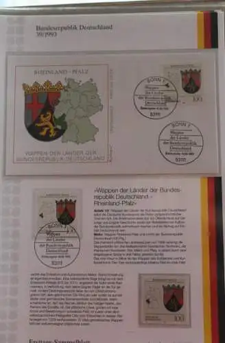 Deutschland  Ersttags-Sammelblatt 1993: Wappen der Länder: Rheinland-Pfalz; MiNr. 1664