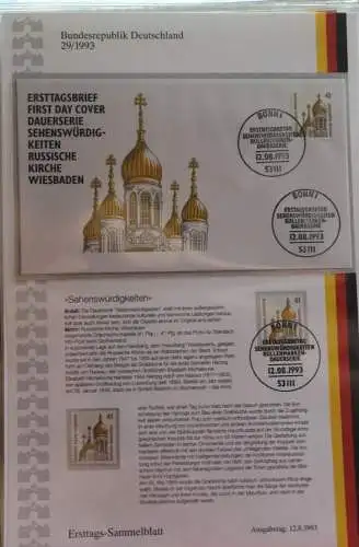 Deutschland  Ersttags-Sammelblatt 1993: Sehenswürdigkeiten: Russische Kirche Wiesbaden, MiNr. 1687