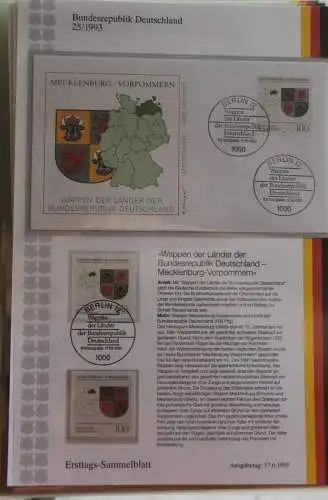Deutschland  Ersttags-Sammelblatt 1993: Wappen der Länder: Mecklenburg-Vorpommern, MiNr. 1661