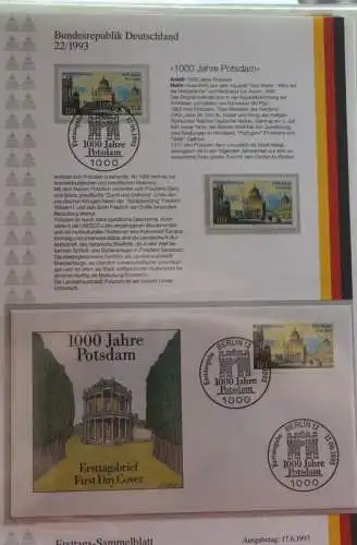 Deutschland  Ersttags-Sammelblatt 1993: 1000 Jahre Potsdam, MiNr. 1680