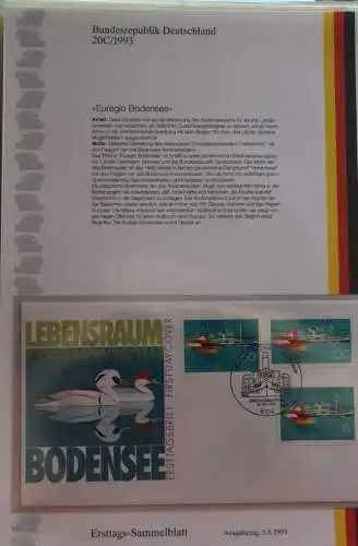 Deutschland  Ersttags-Sammelblatt 1993: Euregio Bodensee, MiNr. 1678, CH, A; FDC