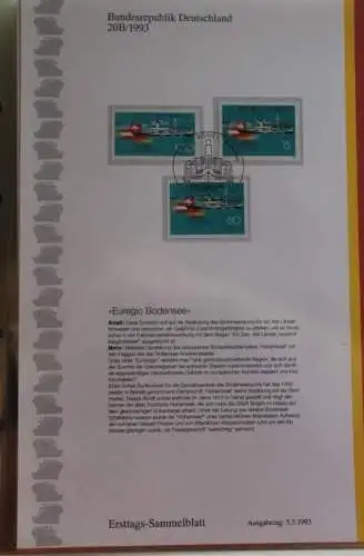Deutschland  Ersttags-Sammelblatt 1993: Euregio Bodensee, MiNr. 1678, CH, A