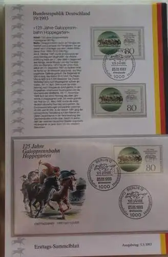 Deutschland  Ersttags-Sammelblatt 1993: 125 Jahre Galopprennbahn Hoppegarten, MiNr. 1677