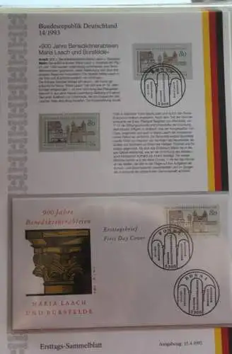 Deutschland  Ersttags-Sammelblatt 1993: 900 Jahre Benediktinerabteien, MiNr. 1671