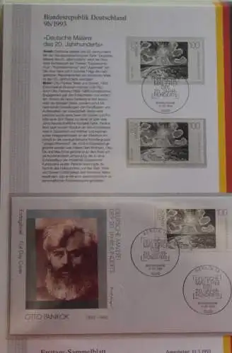 Deutschland  Ersttags-Sammelblatt 1993: Deutsche Malerei: Otto Pankok, MiNr. 1657