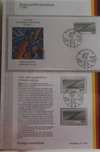 Deutschland  Ersttags-Sammelblatt 1993: Gewandhausorchester Leipzig; MiNr. 1654