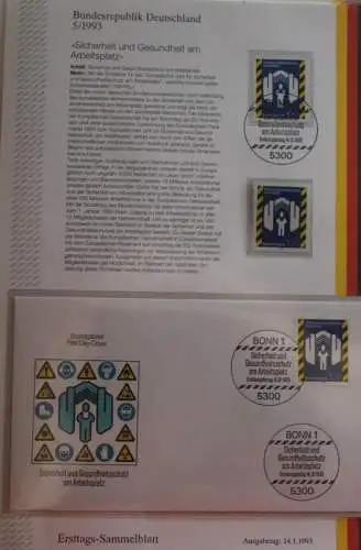 Deutschland  Ersttags-Sammelblatt 1993: Sicherheit und Gesundheit am Arbeitsplatz;  MiNr. 1649